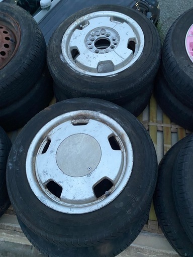【引渡者確定済み】【155 65 R13】4本セット　ジャンク　アルミホイール　タイヤ　
