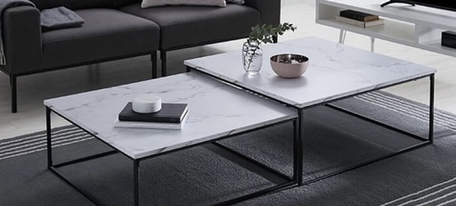 大理石柄ネストテーブル2個セット