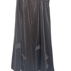 【裸衣夢】ダークブラウン ベルベット フレアスカートの画像