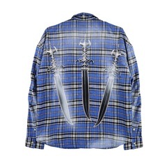 THUG CLUB Arab Sword Flannel Shirt【Blue】サグクラブ【TC24SH2001】の画像