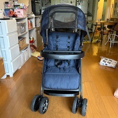 カトージ 二人乗りベビーカー 二人でゴー（ネイビー）後席＋キッズボードで座っても立っても乗れる2WAY仕様【前席：4ヶ月～体重20kg/後席：２歳半～体重20kg】　KATOJI の画像