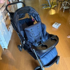 カトージ 二人乗りベビーカー 二人でゴー（ネイビー）後席＋キッズボードで座っても立っても乗れる2WAY仕様【前席：4ヶ月～体重20kg/後席：２歳半～体重20kg】　KATOJI の画像