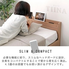 TIINA2 すのこベッド シングル ベッドフレーム　木製ベッド 引出し付き 棚付き　収納　コンセント付き 使い勝手　シングルサイズ 宮付きの画像