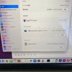 macbook pro m4 16GBメモリ　512GB SDDの画像