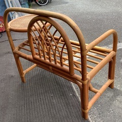レトロ ラタン テレホンベンチ 椅子 管2250920AK (ベストバイ 静岡県袋井市)の画像