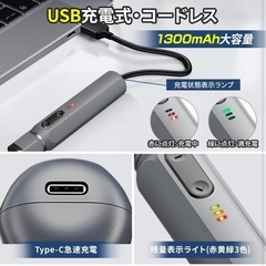 小型電動ドライバー正逆転切替　TYPE-C充電　収納ケース付きビット多数付属の画像