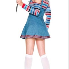 【新品】チャイルドプレイ チャッキー 大人用 コスプレ 衣装 レディース ハロウィンの画像
