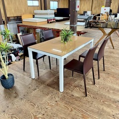 A1562🌟激安‼️ガラス、ダイニングテーブル4脚セット🌟配送・設置可能♻️の画像