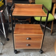 【武蔵小山店】木製ワゴン 引き出し付きワゴン ブラウン家具 収納ワゴン　キャスター付きワゴン の画像