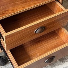 【武蔵小山店】木製ワゴン 引き出し付きワゴン ブラウン家具 収納ワゴン　キャスター付きワゴン の画像