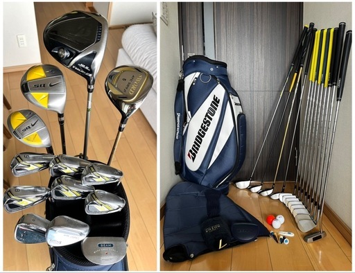 初心者最適！良品揃い！ブリヂストン中心NIKE超豪華メンズゴルフクラブフルセット充実の13本　硬さR〜SR 美品キャディバッグ付き