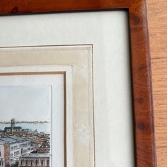 ベネチアの風景版画　ウォールナット額入の画像