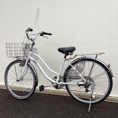 自転車🚲24インチ自転車🚲ギア付きライト付き自転車🚲お買い得‼️春日市‼️入荷しました🚲白色自転車🚲ホワイト🚲リサイクルマート♻️リサイクル🚲【No318】★の画像