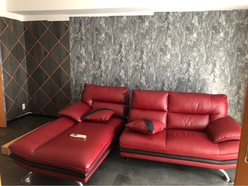 本革ソファ（ワインレッド）