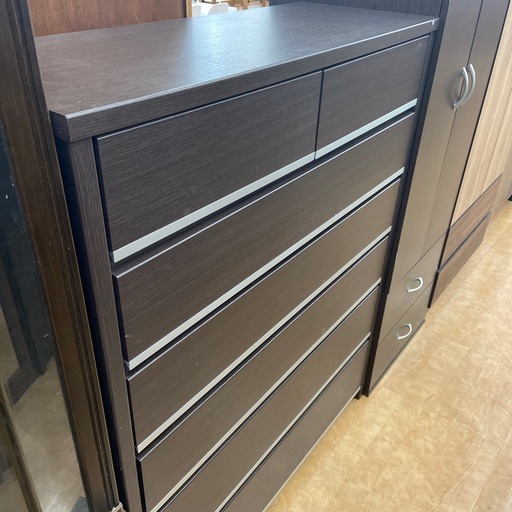 【来店いただける方限定】　6段チェスト　ブラウン　【トレファク摂津店】