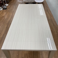 ジモティー限定価格！S168 ⭐ シギヤマ家具 ABBY アビー 伸長式ダイニング3点セット  UV塗装鏡面仕上げ USED 綺麗の画像