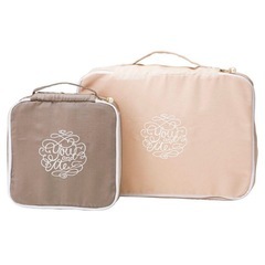 LOVE TRAVEL トラベルポーチ グレー/ベージュの画像