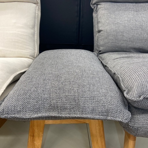 【来店いただける方限定】　無印良品　1人掛けハイバックリクライニングソファー　グレー×ナチュラル　【トレファク摂津店】