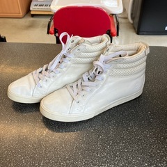 A2509-278 adidas RANSON ハイカット スニーカー ホワイト27.5cm 使用感、キズ汚れ有りの画像