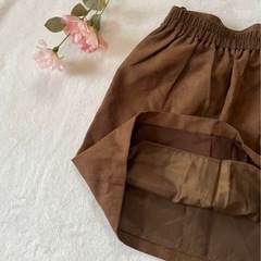 ブラウン ラップスカート リングベルト付き ミニスカートの画像