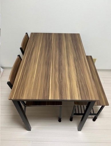ダイニングセット 4人掛け テーブル幅110cm 木目調 ブラウン系 4点セット 食卓セット 4P 家具