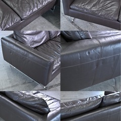 最高級 定価80万 ナツッジイタリア Italsofa コーナーソファセット 本革 濃茶色 セパレート カウチ リビング ラウンジ イタルソファ Natuzzi italiaの画像