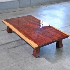 高級材 ブビンガ材 ローテーブル 一枚板 座卓 和風 座敷 和室 リビング センター 畳 旅館 古民家_松本民芸 九州民芸 柳宗理の画像