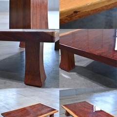 高級材 ブビンガ材 ローテーブル 一枚板 座卓 和風 座敷 和室 リビング センター 畳 旅館 古民家_松本民芸 九州民芸 柳宗理の画像