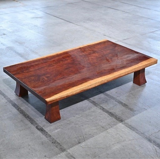 高級材 ブビンガ材 ローテーブル 一枚板 座卓 和風 座敷 和室 リビング センター 畳 旅館 古民家_松本民芸 九州民芸 柳宗理