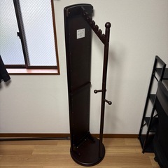 ハンガーラック付き回転ミラー（全身鏡・ブラウン）/無料で差し上げますの画像