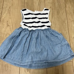 baby gap、ボーダーデニムワンピース、80の画像