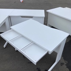 【OF-65】オフィスデスク 横幅100cm 平机 ワークデスク ホワイトスチール 事務机 OAデスク PC パソコンデスク　検)事務机　オフィス チェア　会議 椅子　ロッカー　ミーティングテーブル　応接ソファ 店舗 事務所 什器　書庫 本棚 ラック デスク スチール 美品多数 格安 【中古オフィス家具】の画像