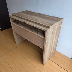 未使用訳あり 引出し付きデスク 幅90 北欧ナチュラルヴィンテージ 引き出し 収納 棚 ライトブラウン PCデスク パソコンデスク パソコン台の画像