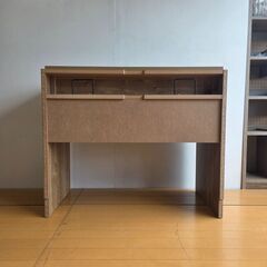 未使用訳あり 引出し付きデスク 幅90 北欧ナチュラルヴィンテージ 引き出し 収納 棚 ライトブラウン PCデスク パソコンデスク パソコン台の画像