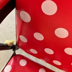 M2509-287 ハイチェア キッズ ベビー レッド ドット柄 キズ汚れ、使用感有りの画像