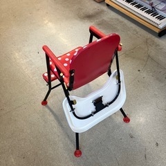 M2509-287 ハイチェア キッズ ベビー レッド ドット柄 キズ汚れ、使用感有りの画像