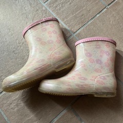 花柄 ショートブーツ ピンク 女の子 長靴 レインブーツ 18cmの画像