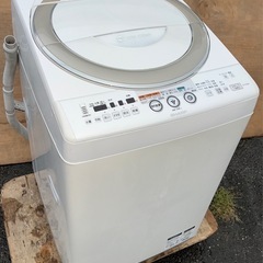 配達設置無料 シャープ 洗濯機 8kg 高濃度プラズマクラスターイオン 風乾燥機能付の画像