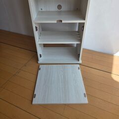 未使用訳あり ルーター収納　収納キャビネット 収納棚 カウンター下収納 収納家具 薄型　お洒落　シンプル fax ルーター　リビングの画像