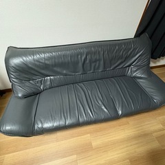 ソファ/3人掛け（合皮 ブラック）/無料で差し上げますの画像