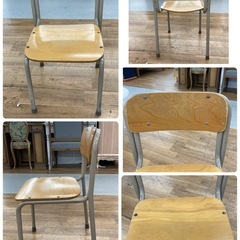 S284 ⭐ ネコス 学習机+椅子セット レトロ 159～172cm 幅60cm USEDの画像