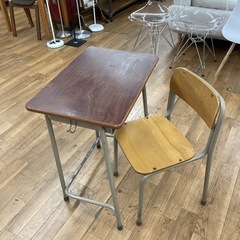 S284 ⭐ ネコス 学習机+椅子セット レトロ 159～172cm 幅60cm USEDの画像