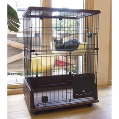 ペティオ (Petio) ネココ 仔猫からのしつけにもぴったりな キャットルームサークル 2段タイプ ブラウンの画像