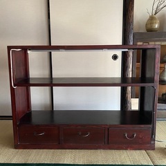 古道具風照明付き棚　　の画像