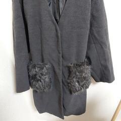 大特価❕美品❕Wcloset❤️ファー付 ロングコート グレー フリーの画像