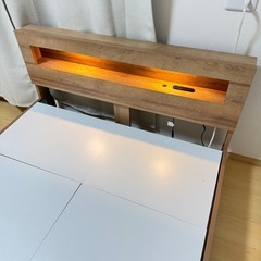購入から4ヶ月RASIK人気のセミダブルベット 引出し 収納・LED照明　ホテルスタイル　の画像
