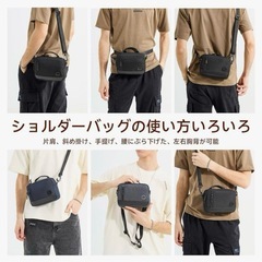 新品未使用　シンプルブラック　ミニショルダーバック　多機能バック　男女兼用　ポケット収納の画像