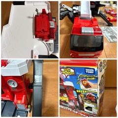 トミカ　変形ファイヤーステーション、BIGファイヤーエンジン、トミカ10台の画像