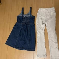 子供服　GUデニムスカート　白い綿ズボン 140の画像