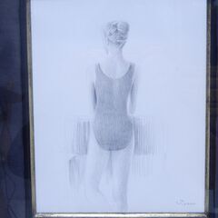 真作 柳田補 T.yana 鉛筆画 女性画 人物画 額装の画像